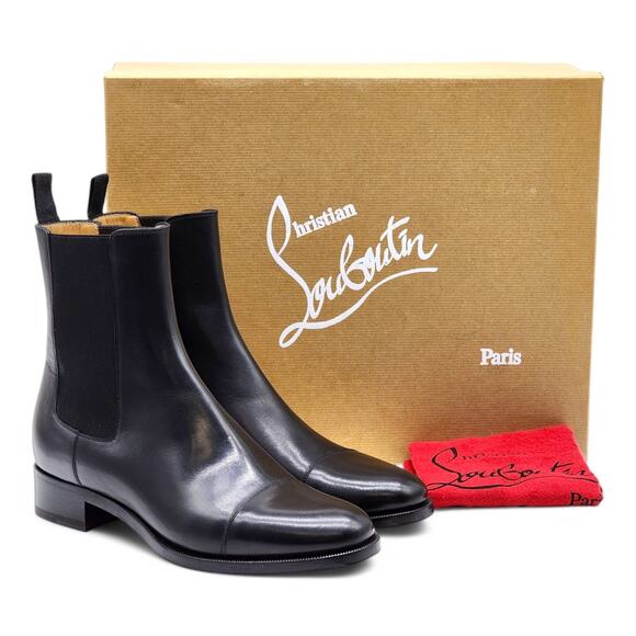 Christian Louboutin Antonio Chelsea Leather Boots - Black - EU 40 / US 7 $1350